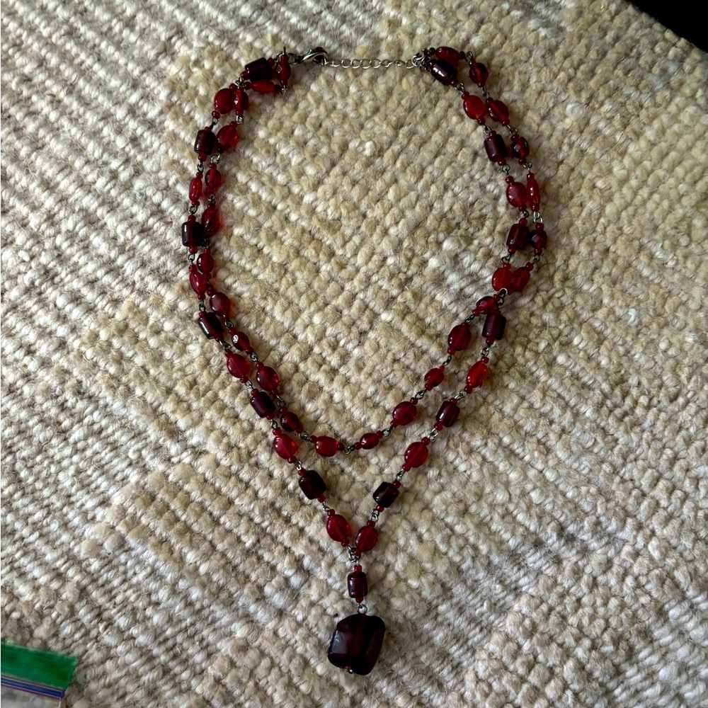 Beaded Necklace Garnet